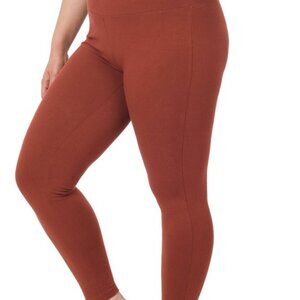 Zenana 1-3X Premium Cotton Wide Waistband Full Length Leggings - Dk Rust